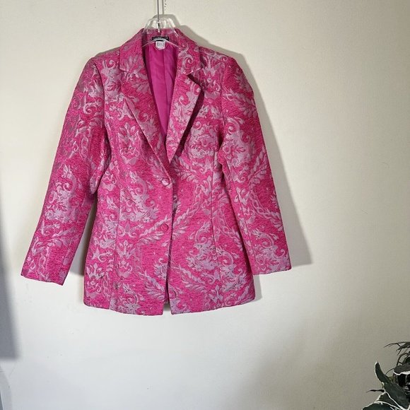 Women's Pink Patterned Blazer - Picture 3 of 8